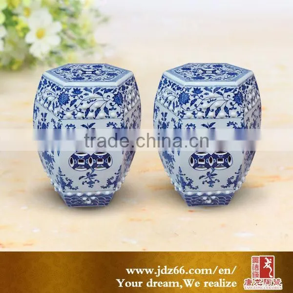 Modern style excellent quality blue and white porcelain wholesale bar stools for garden