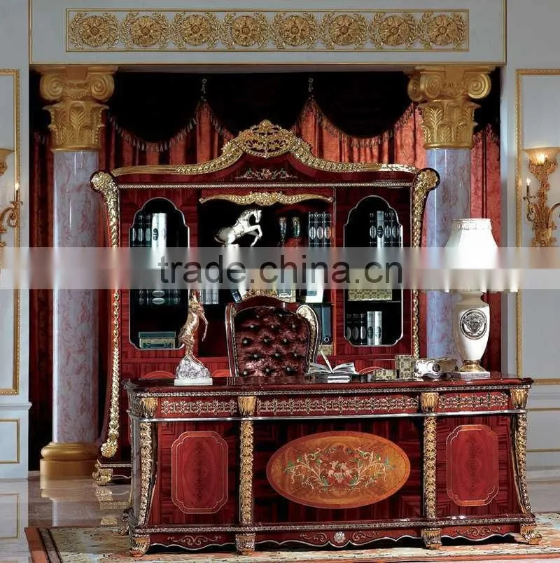 Luxury European Style Executive Office Desk;Antique,Carved Wooden Office Table set,Classical Office Furniture,Desks (BG600040)