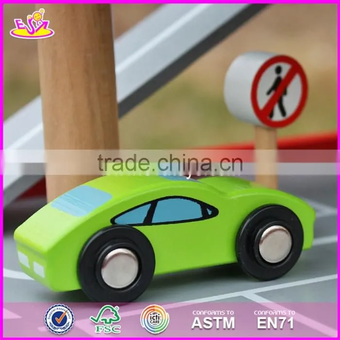 2017 new products children parking toy small wooden toy garage W04B047