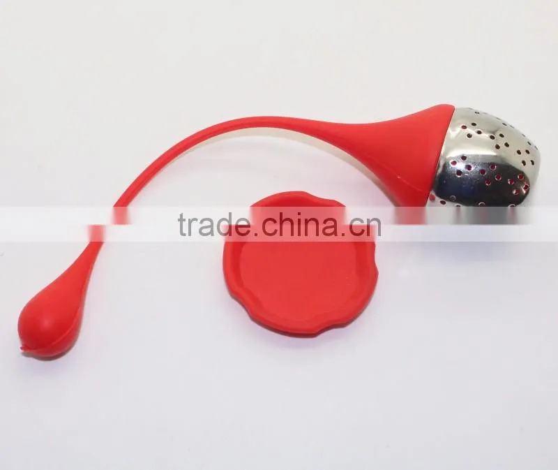 Food Grade silicone loose leaf tea infuser,silicone tea filter,silicone tea strainer with stainless steel ball