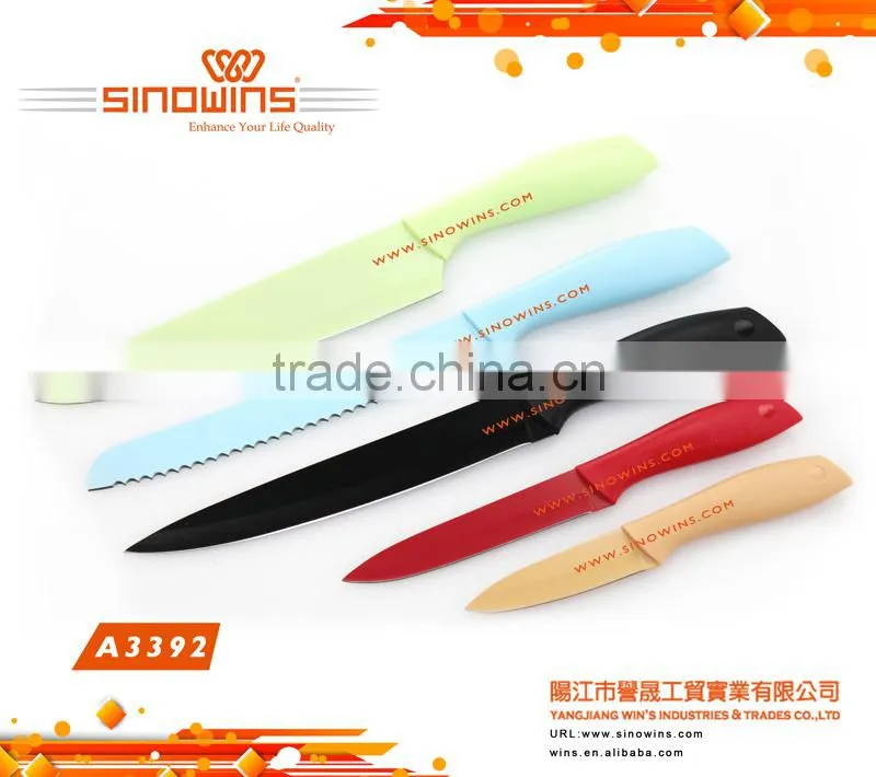 A3120 New design Hot Sale Non-stick Coating 5PCS Stainless Steel Knife Set