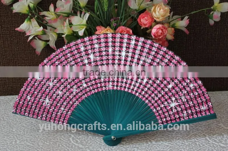 2015 new and cute bamboo paper hand fan for advertising