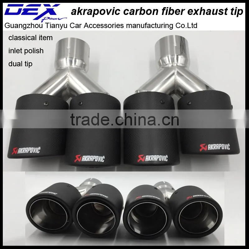 carbon fiber akrapovic muffler tip in exhaust system