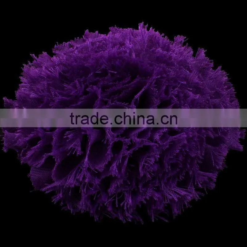 fraying chiffon flower puff ball for kids hair accessories