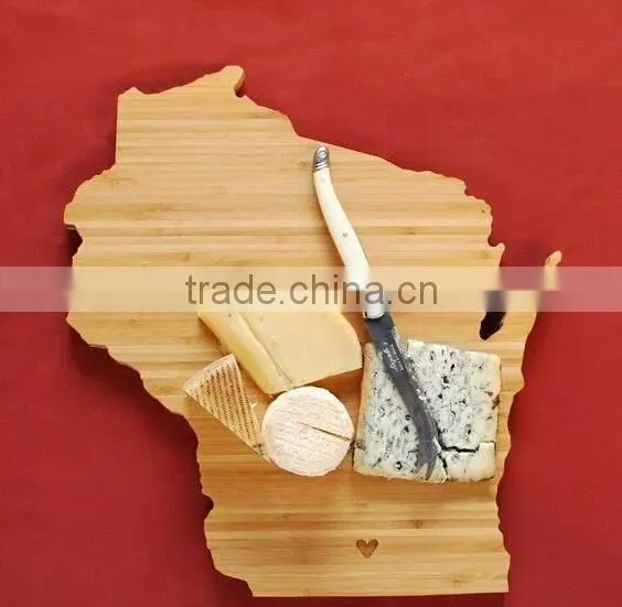 FDA&LFGB, new design with country shape of bamboo cutting board