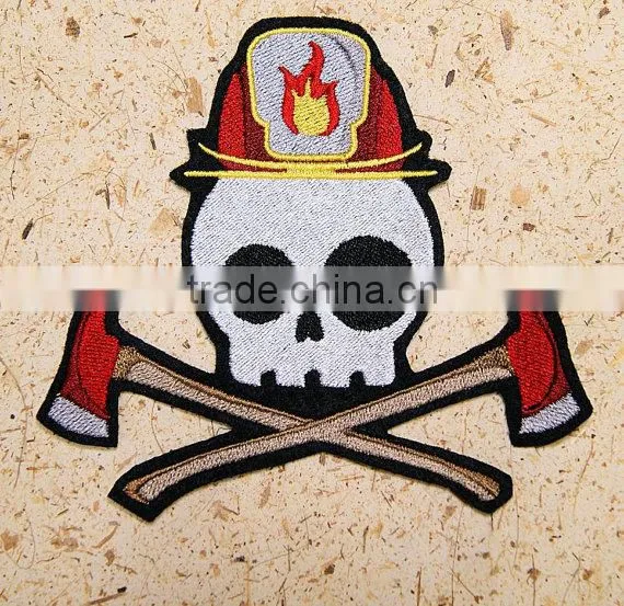 Custom high quality embroidered creative skulls patch for clothes embroidery patch made in china choose size/color