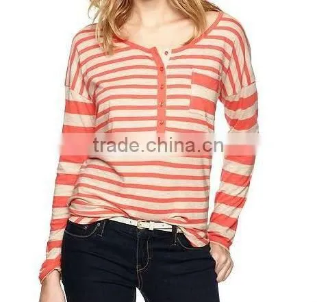 WOMEN'S LONG SLEEVE STRIPED RUGBY POLO