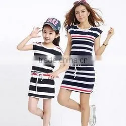 New product 2016 wholesale children's boutique girls dress leaf printed with big green bow clothing