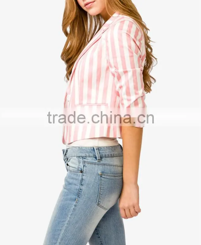 Single Button Striped Blazer