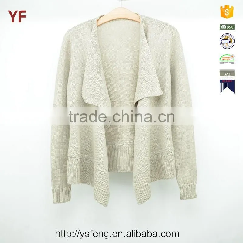 White Big Collar Womens Jerseys Knitted Cardigan Sweater