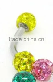 High Quality Polymer clay Sparkling Crystal Tongue Piercing Ball With Gum Coating Tongue Piercing Accessories