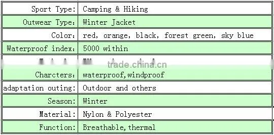 High Quality Waterproof Windproof Winter Jacket