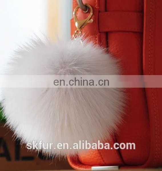 Handmade colorful fake fur ball keychain