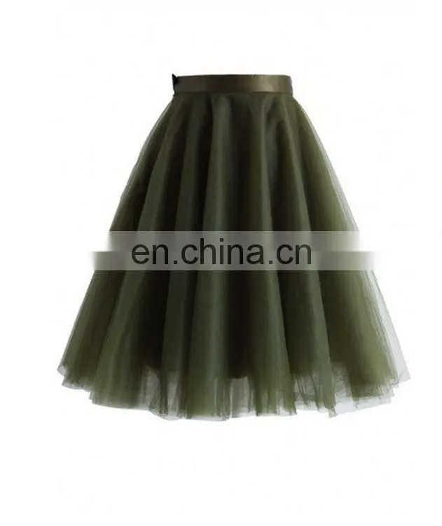 Mesh Tulle Skirt in Olive