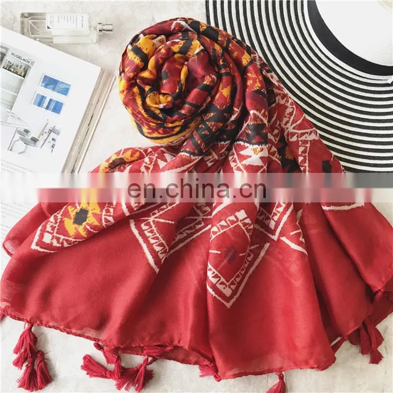 New Long Towel Fashion tribal print Tassel Spring Autumn Beach All-match Printing Scarf