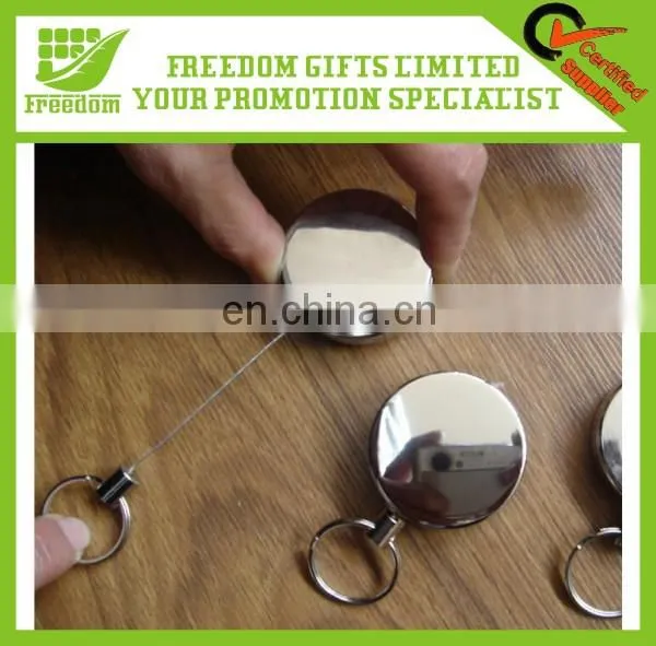 Unique Design Cable Pull Reel Key Chain With Customized Logo Printed