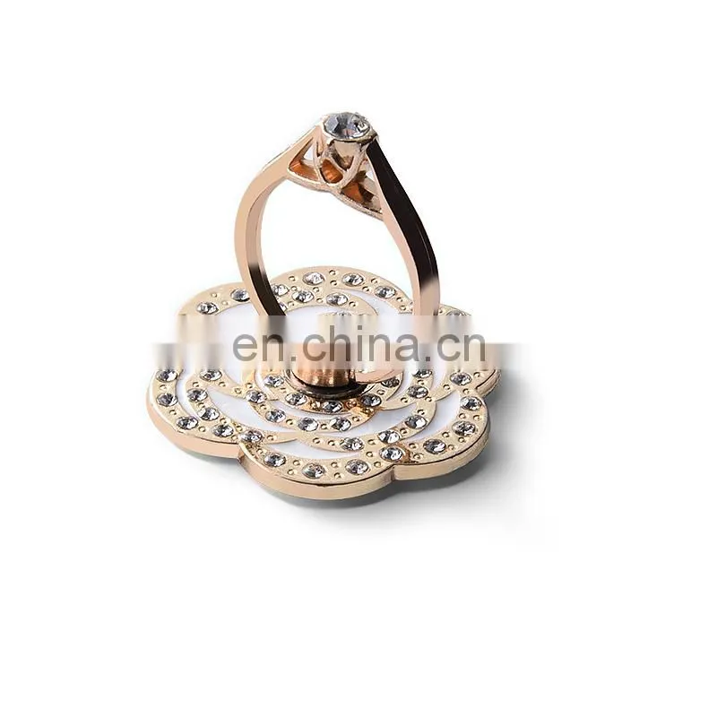 Custom Mobile Phone Diamond Flower shape Finger phone ring holder