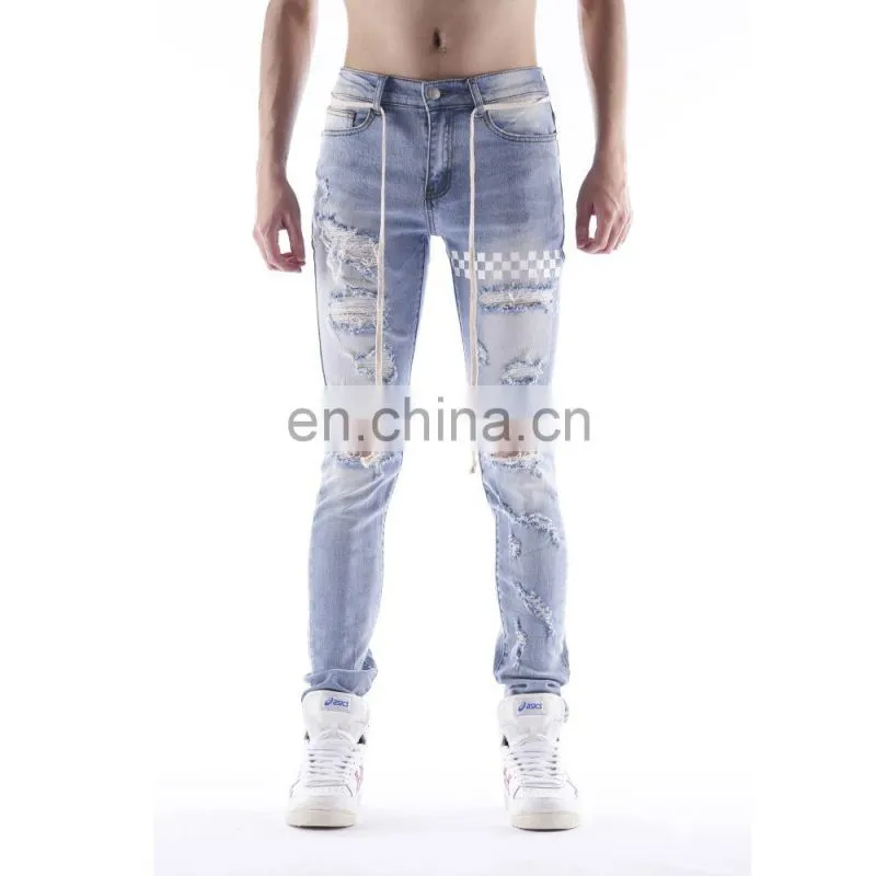 DiZNEW CUSTOM PRINTING WHITE SLIMMING PANTS DENIM JEANS FOR MEN