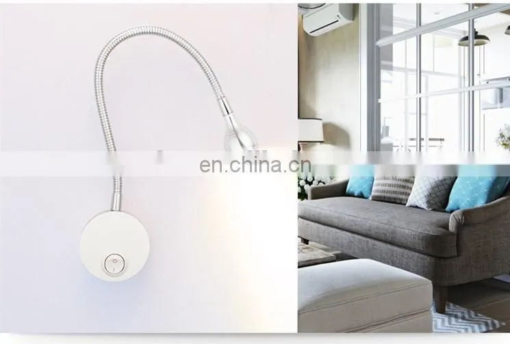 Cheap price bathroom mirror lamp with flexible hose mini led reading lamp for bedroom OEM gooseneck led headboard wall lamp
