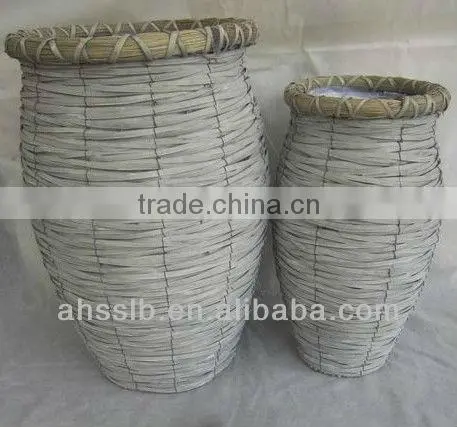 2014 grey woven willow garden decoration flowerpots