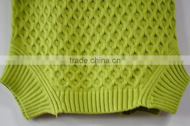 Pure Round Collar Pullover for Lady Olive Green Irregularity Lady Sweater