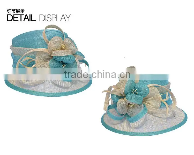 Elegant Plain Sinamay Hat Feather Wedding Party Hat