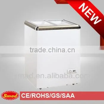 100liters horizontal chest freezer with glass top
