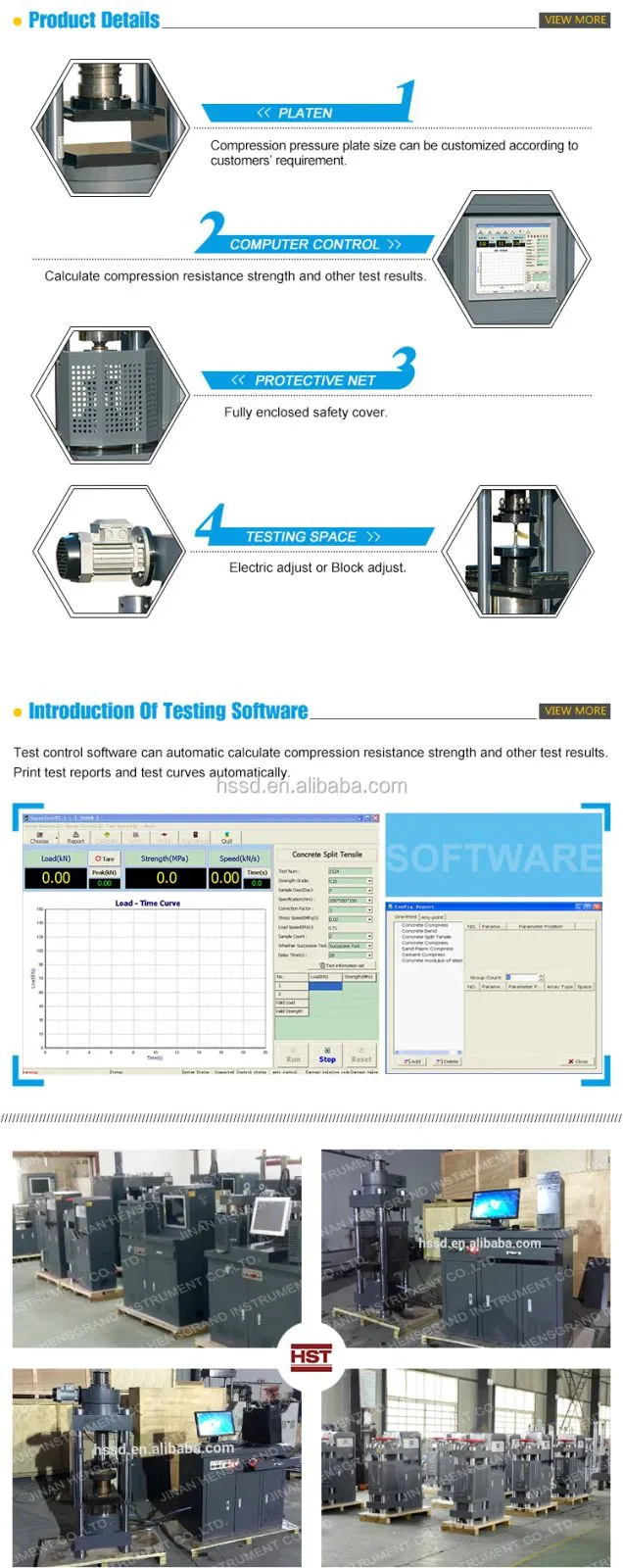 300kn - 3000kn Computer Control Compression Strength Testing Machine for Concrete Press