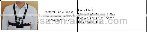 hot sale Waterproof chest harness for gopro and other gopro accessories