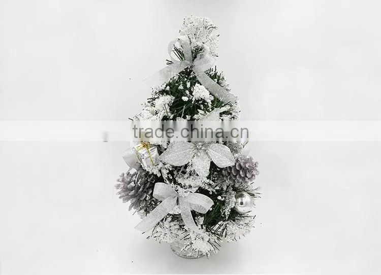 30cm Height Wholesale Artificial Christmas Tree With Silver Bowknot For Party Decoration