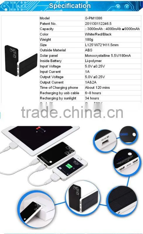 Hot selling emergency universal power bank solar charger