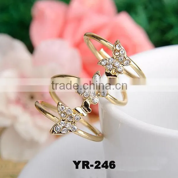 Fashion High Quality Enamel Butterfly Women's Alloy Finger Ring