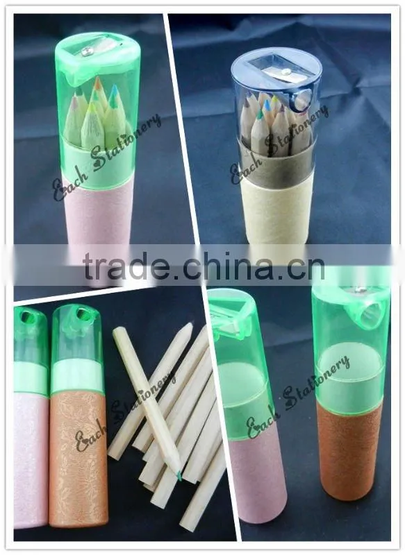 2012 Hot Sales half size natural wooden color Pencil in Kraft paper tube set