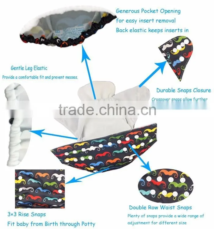 cuties cartoon babies cloth diaper / reusable one size printed cloth diaper nappies
