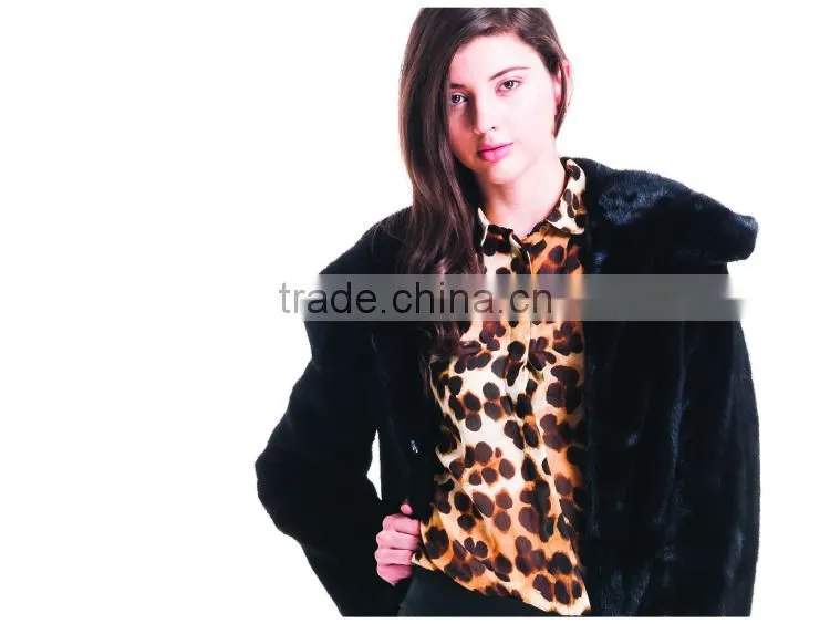 2015 New Design Medium Length Winter Women Coat With Mink Fur Hat Overcoat