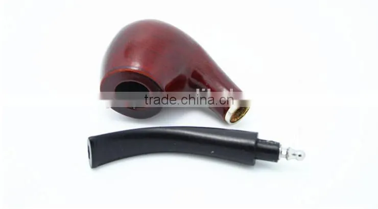 Classic Wooden Smoking Tobacco Pipe with Pouch and stand Red wooden smoking Pipe