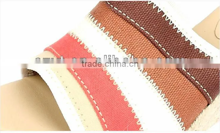 Dressing women wedge heel sandals contrast color canvas women sandals wedge sandal for women girls sandals raffia heel sandals