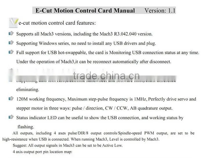 4 axis mach 3 usb motion control card