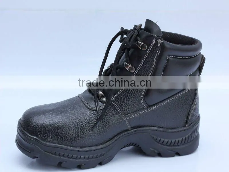 leather steel toe cemented sole safety shoes