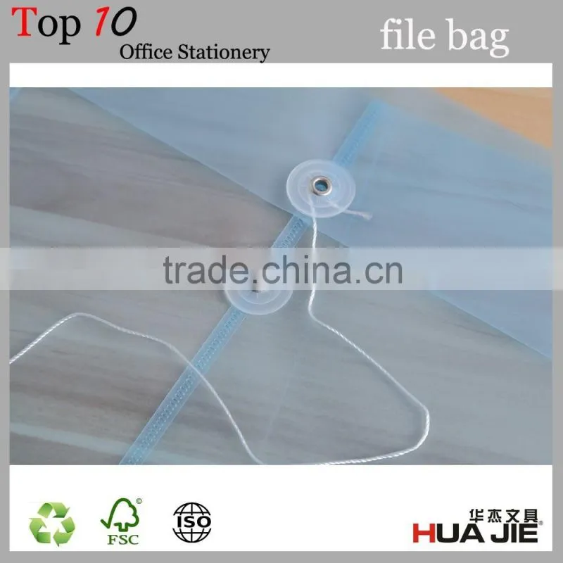 Office school A4 size clear Plastic envelope with string