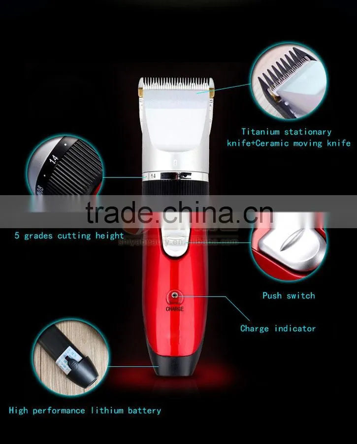 Professional Imported Men Cordless battery operate Ceramic Blade Rechargeable Hair Cutting Trimmer Barbering Clipper Machine