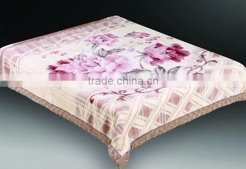 100% polyester raschel print super soft double blanket with interweaving