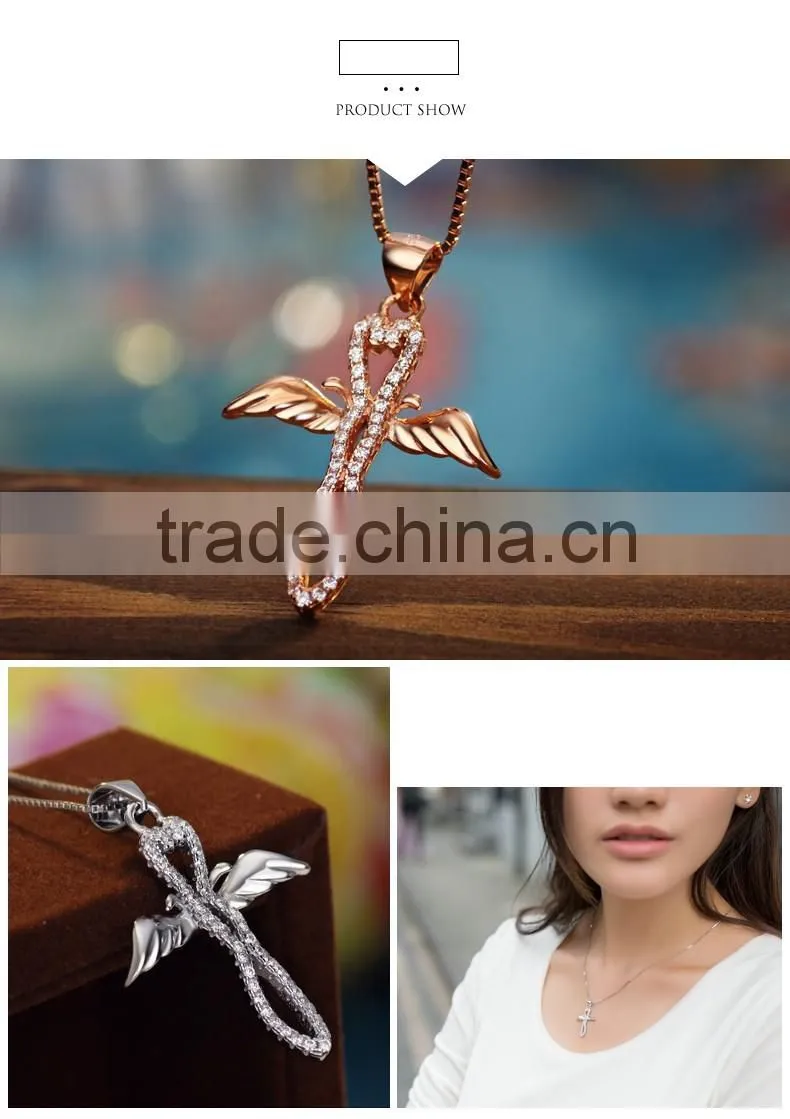 Rose gold plated 925 silver cross necklace