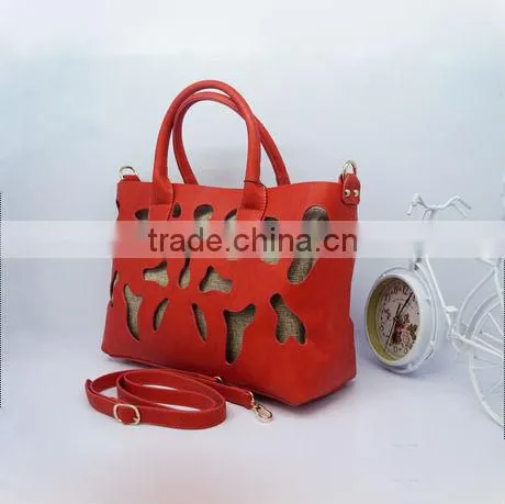 Carved senior cotton lun hollow out leather bag woman leather handbag made in china2014