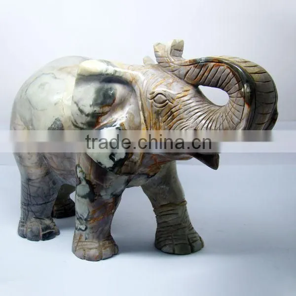 Semi-precious Stone Carving-2" Black Obsidian African Elephant