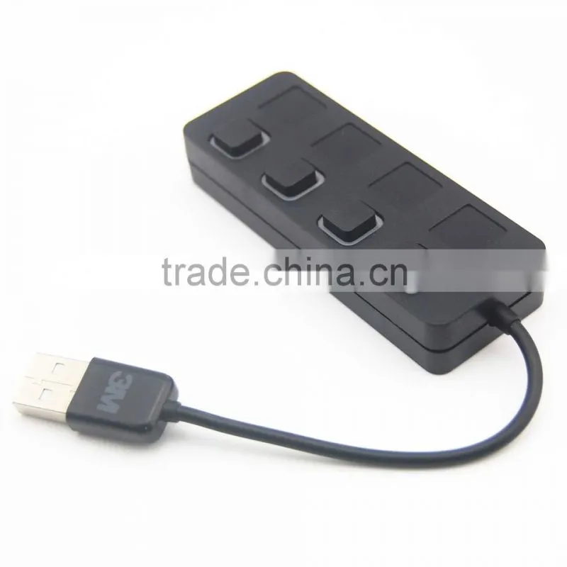 Factory Price USB 3.0 Hub 4 Ports Speed 5Gbps for PC laptop with on/off switch WHITE