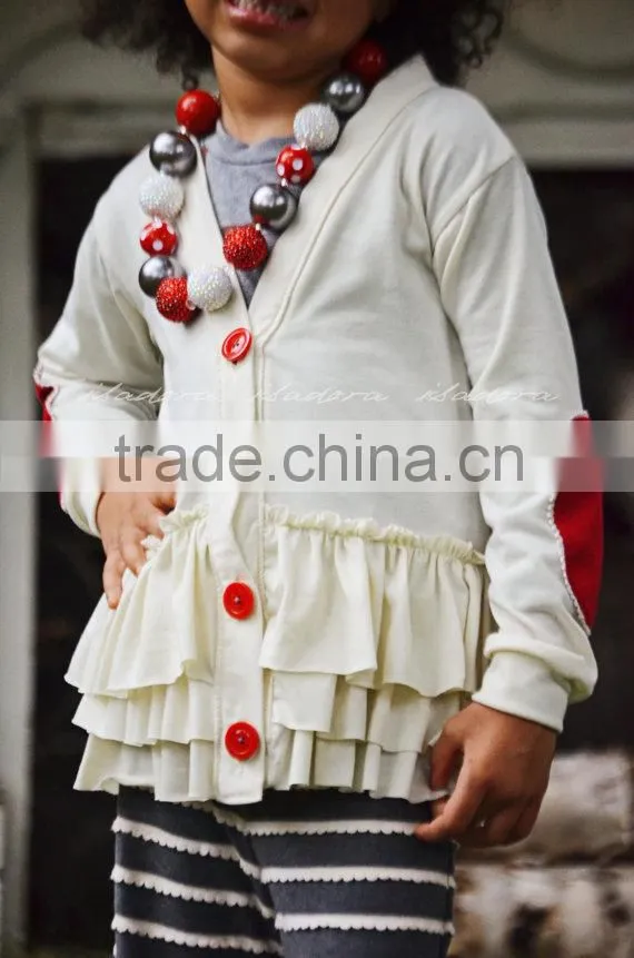 Stylish Long Sleeve ruffled children Cardigan Buttonless girls cardigan
