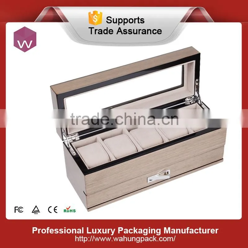 Wood lacquer cufflink gift box with clear window