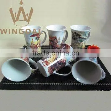 porcelain mug with decal,porceain mug with handle, porcelain mug