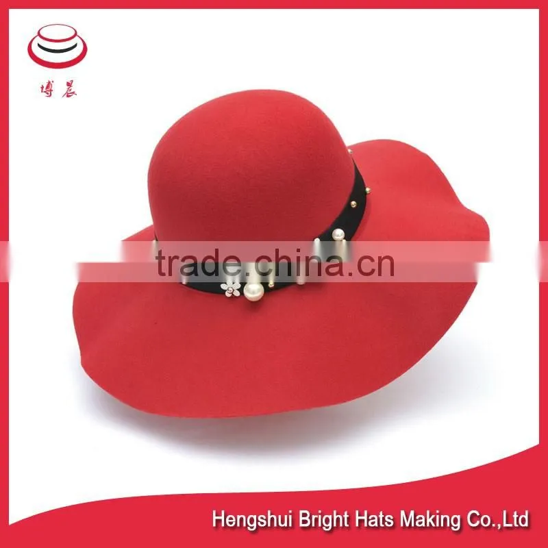Beige Color Soft Wool felt Floppy Hats No Glue